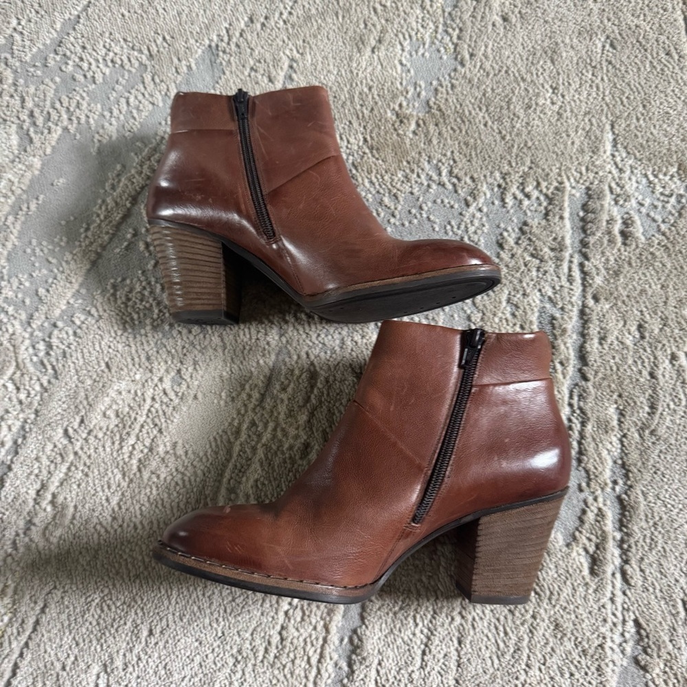 Paul Green Chestnut Leather Ankle Boots - Picture 10 of 12